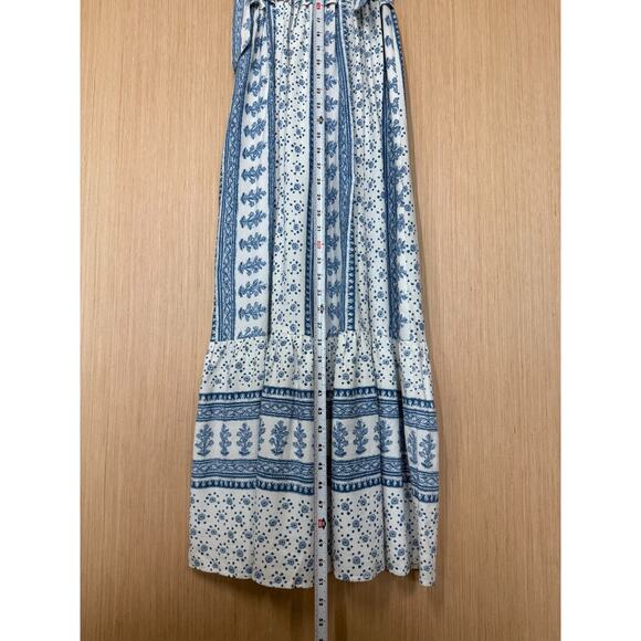 Zara Smocked Milkmaid Tiered Midi Dress Size Small Floral Linen Blend Cottage - Picture 8 of 10